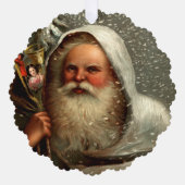 kerstman in sneeuw met speelgoed ornament kaart (Voorkant)