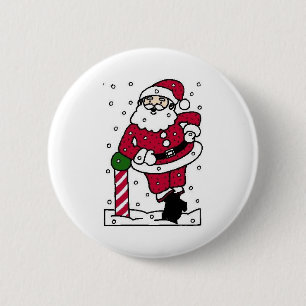 Kerstman in Sneeuw Ronde Button 5,7 Cm