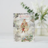  kerstman in sneeuwkraakbeen feestdagenkaart (Staand voorkant)