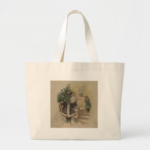 kerstman in Snow Grote Tote Bag