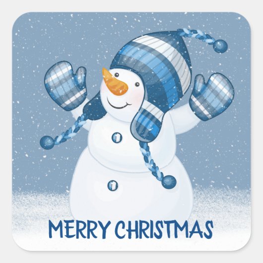 Kerstman in Snowflakes Vierkante Sticker (Voorkant)