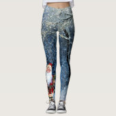kerstman in Snowy Bossen Winter Leggings (Voorkant)