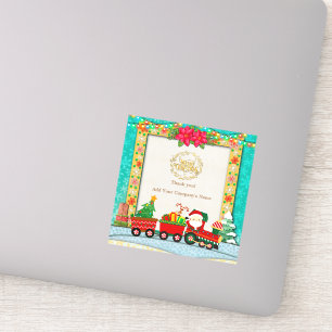 Kerstman in trein met cadeaus en kerstboom sticker