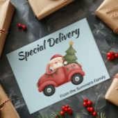 Kerstman in vrachtwagen speciale bezorging feestdagen kaart