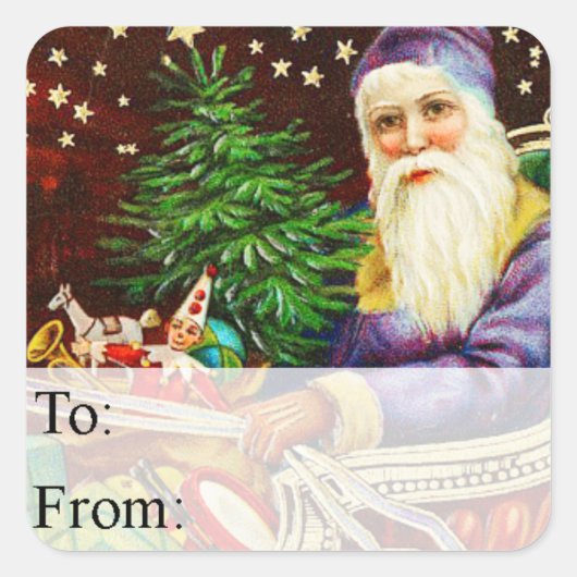  kerstman in zijn dikke Label (Voorkant)