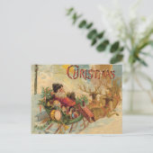  kerstman in zijn rendierslee feestdagenkaart (Staand voorkant)