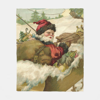 Kerstman in zijn slee fleece deken