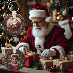 Kerstman in zijn slee sleutelhanger