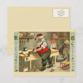 Kerstman in zijn werkplaats feestdagenkaart (Voorkant / Achterkant)