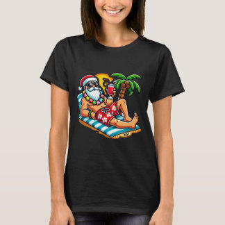 Kerstman in zwembroek zomer kerst strandfeest t-shirt