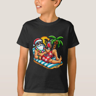 Kerstman in zwembroek zomer kerstfeest op het stra t-shirt