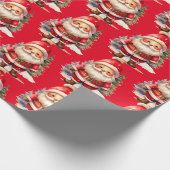 kerstman inpakpapier - rood (Hoek)