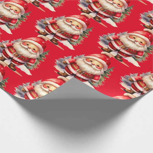 kerstman inpakpapier - rood (Hoek)