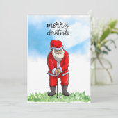 Kerstman is aan het golfen met Kerstmis Feestdagenkaart (Staand voorkant)