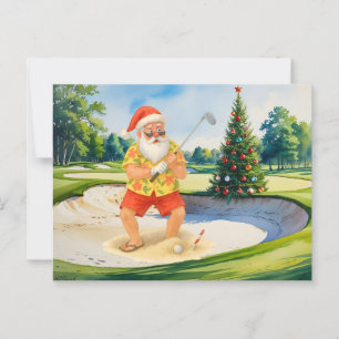 Kerstman is aan het golfen met Kerstmis in juli Briefkaart