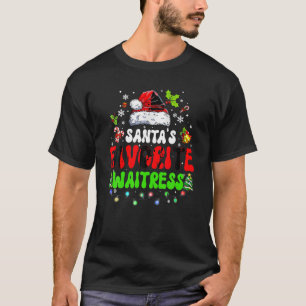 Kerstman is favoriete serveerster Kerstmis licht S T-shirt