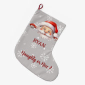 Kerstman is hier aangepaste naam en bericht grote kerstsok (Voorkant (Hangend))