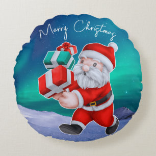 Kerstman is onderweg naar het noorderlicht kerst rond kussen