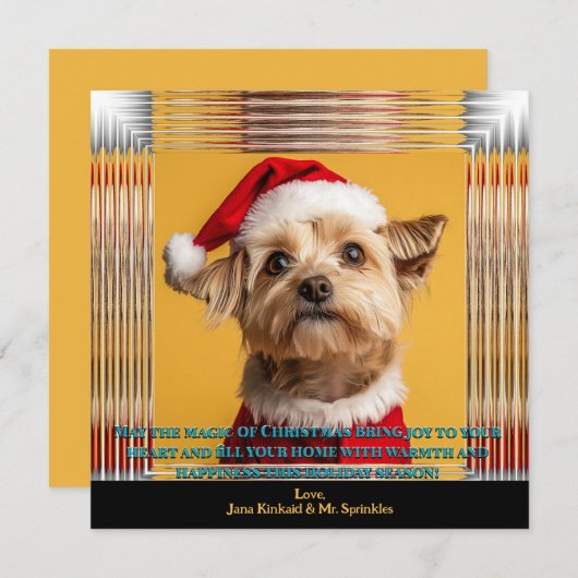 Kerstman is onderweg Yorkie kerstfoto Kaart (Voorkant / Achterkant)