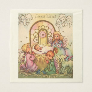 Kerstman Jezus in Manger Angels Servet