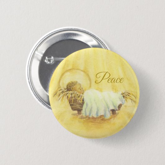 Kerstman Jezus in Manger Peace Ronde Button 5,7 Cm (Voorkant /achterkant)