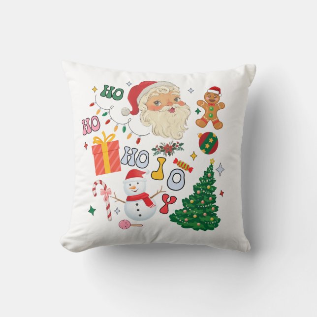 Kerstman Jolly Ho Ho Top Kussen (Voorkant)