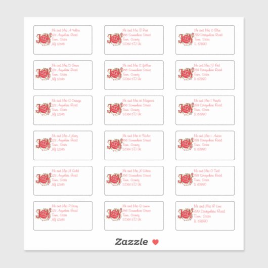 Kerstman Joy Bauble Individuele naam en adres Sticker (Vel)