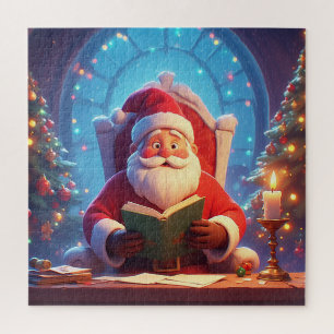 Kerstman Kaarslicht Kerstscène Voor Familiepret Legpuzzel