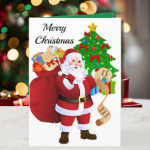 Kerstman Kaart op de kerstlijst met kleinkinderen