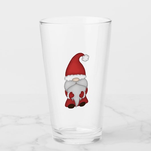 Kerstman Kabouter Bierglas Glas (Voorkant)