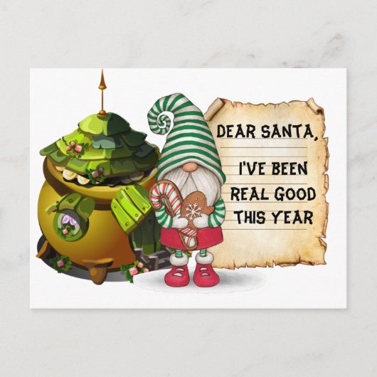 Kerstman Kabouter Briefkaart (Voorkant)