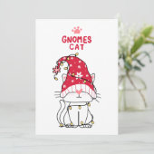 Kerstman Kabouter Kat Feestdagenkaart (Staand voorkant)