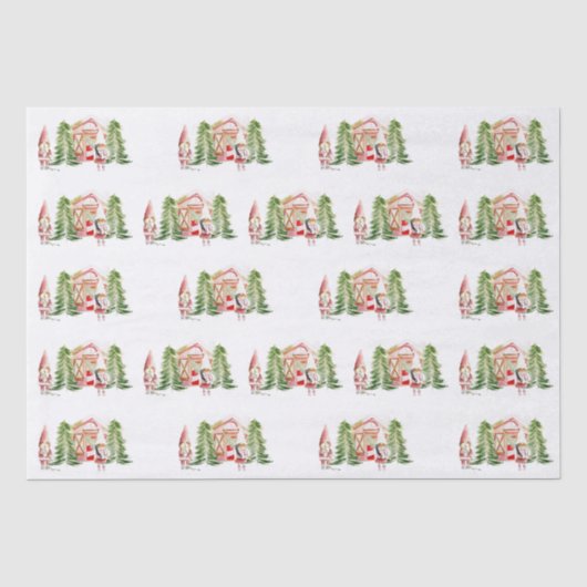 Kerstman Kabouter Ontwerp 5   Tissuepapier (Voorkant)