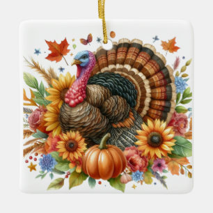 Kerstman Kalkoen Aandenken Keramisch Ornament