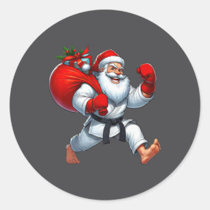 Kerstman Karate Speler Kerst Kerstmis Ronde Sticker