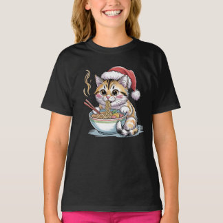 Kerstman Kat Eet Ramen Lieve Kerstkat T-shirt