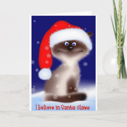 Kerstman Kat Feestdagen Kaart (Voorkant)