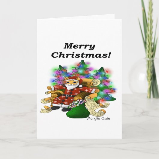Kerstman Kat Kaart (Voorkant)