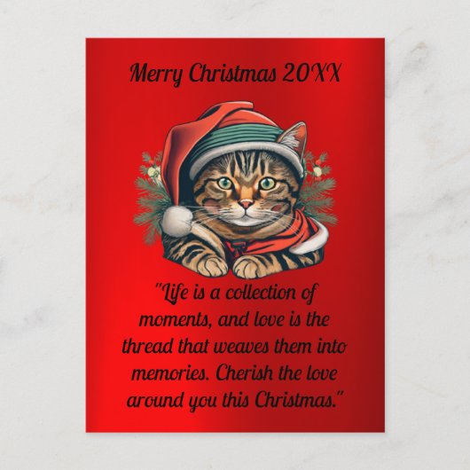  Kerstman Kat Kerst Briefkaart (Voorkant)