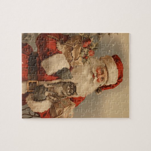 Kerstman Kat Kerst Jigsaw Puzzel (Horizontaal)