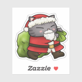 Kerstman Kat Sticker