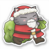 Kerstman Kat Sticker (Voorkant)