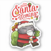 Kerstman Kat Sticker (Voorkant)