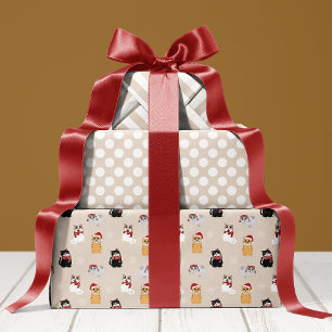 Kerstman Katten Knuffel Huisdier Kittie Kerst Patr Inpakpapier Vel