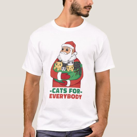 Kerstman katten voor iedereen t-shirt (Voorkant)