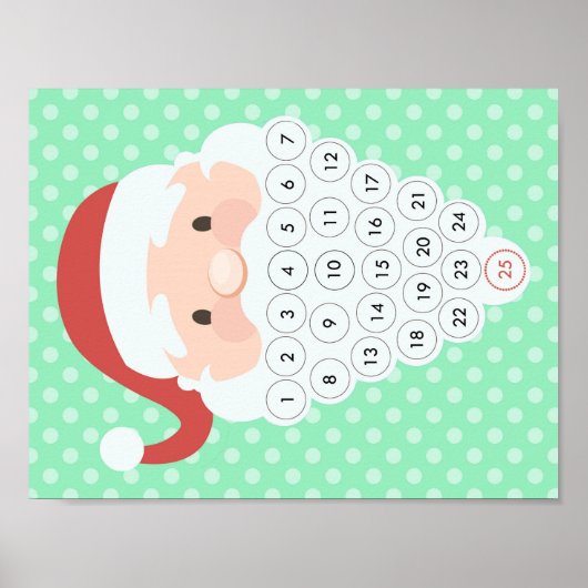 Kerstman Kerst Aftelling Adventkalender Baard Poster (Voorkant)