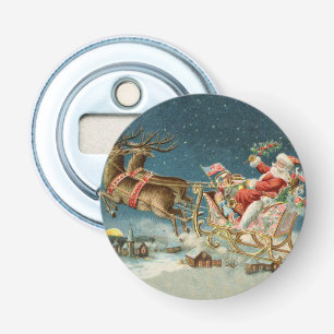 Kerstman Kerst Antique slee rendier Button Flesopener