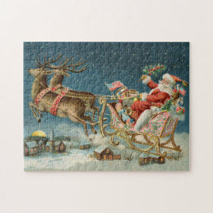 Kerstman Kerst Antique slee rendier Legpuzzel