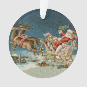 Kerstman Kerst Antique slee rendier Ornament