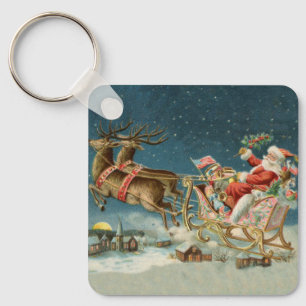 Kerstman Kerst Antique slee rendier Sleutelhanger